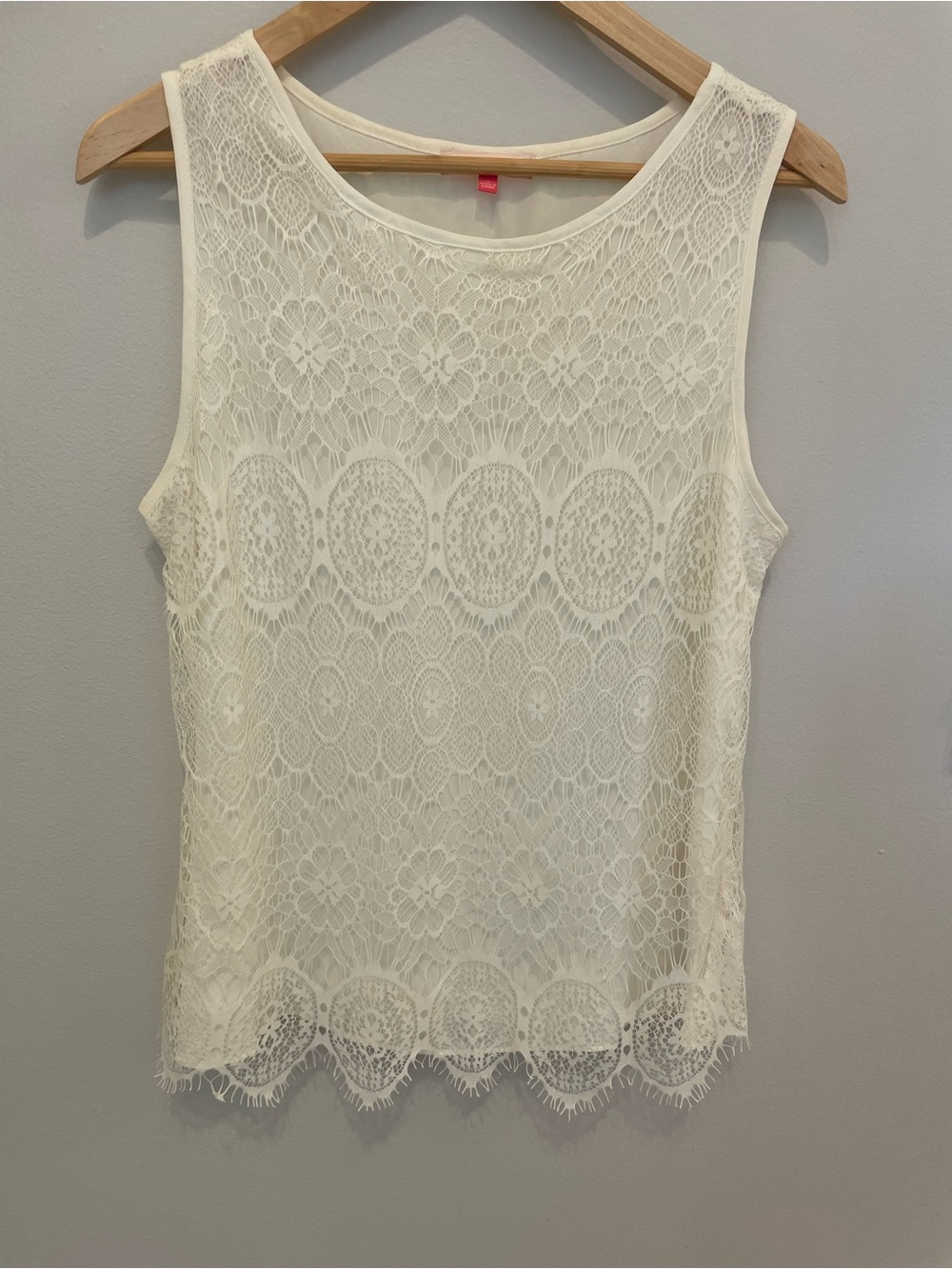 English Laundry Cream Lace Tank Top